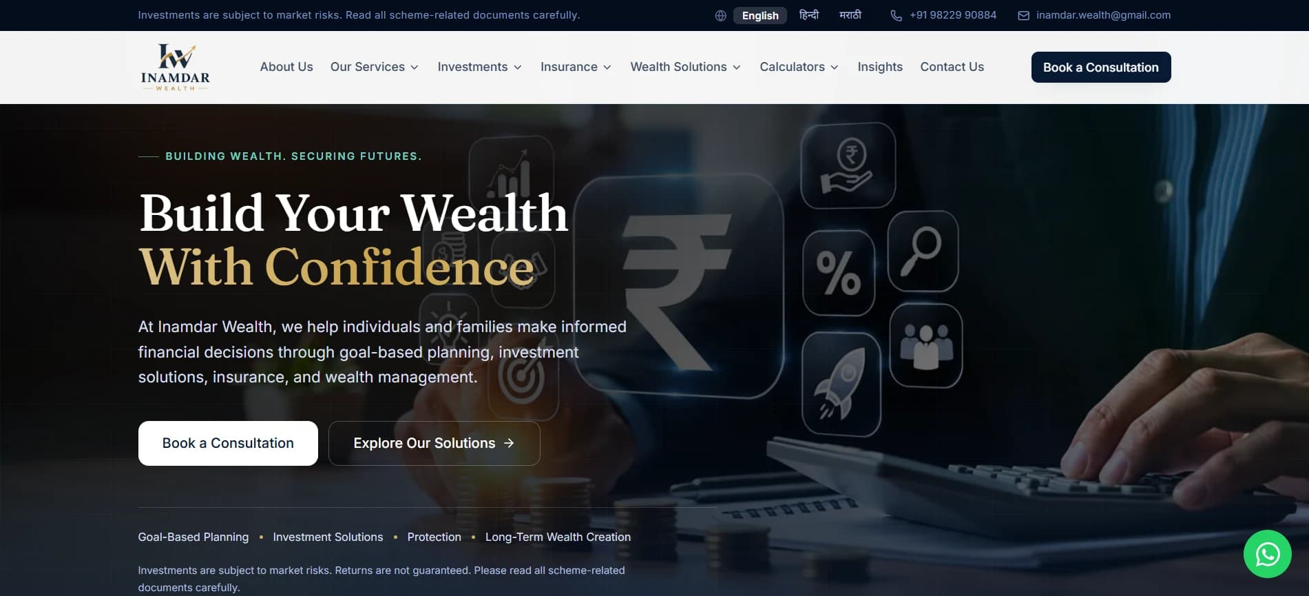 Trilingual wealth advisory website: screenshot