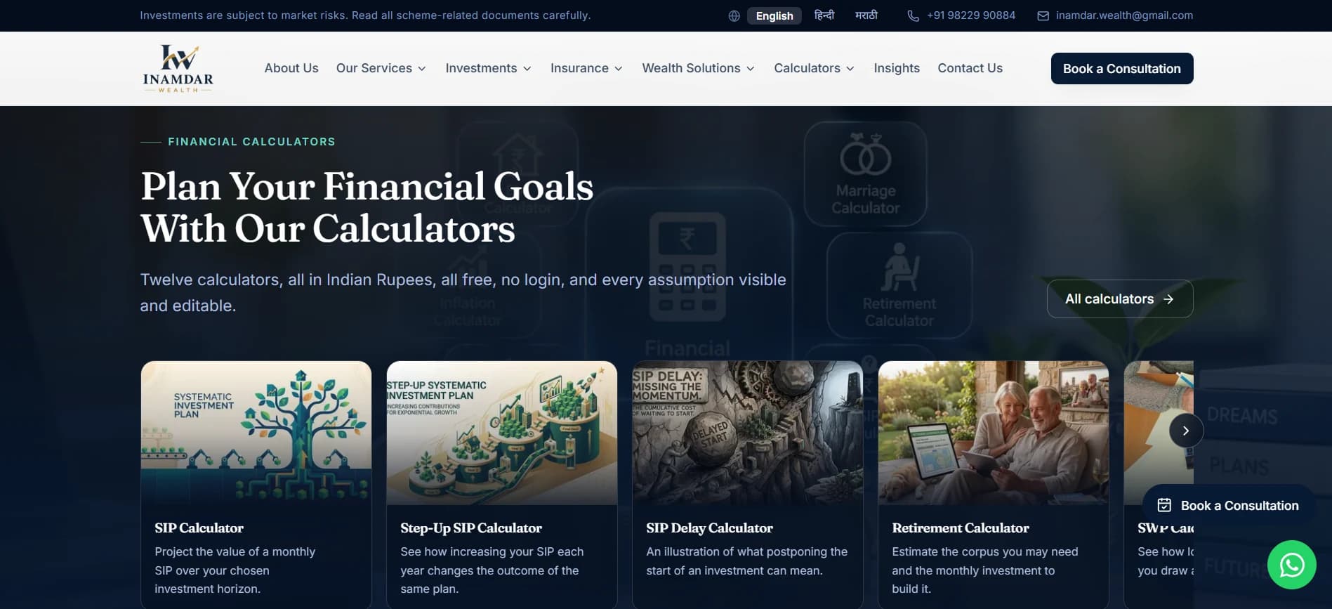 Trilingual wealth advisory website: screenshot
